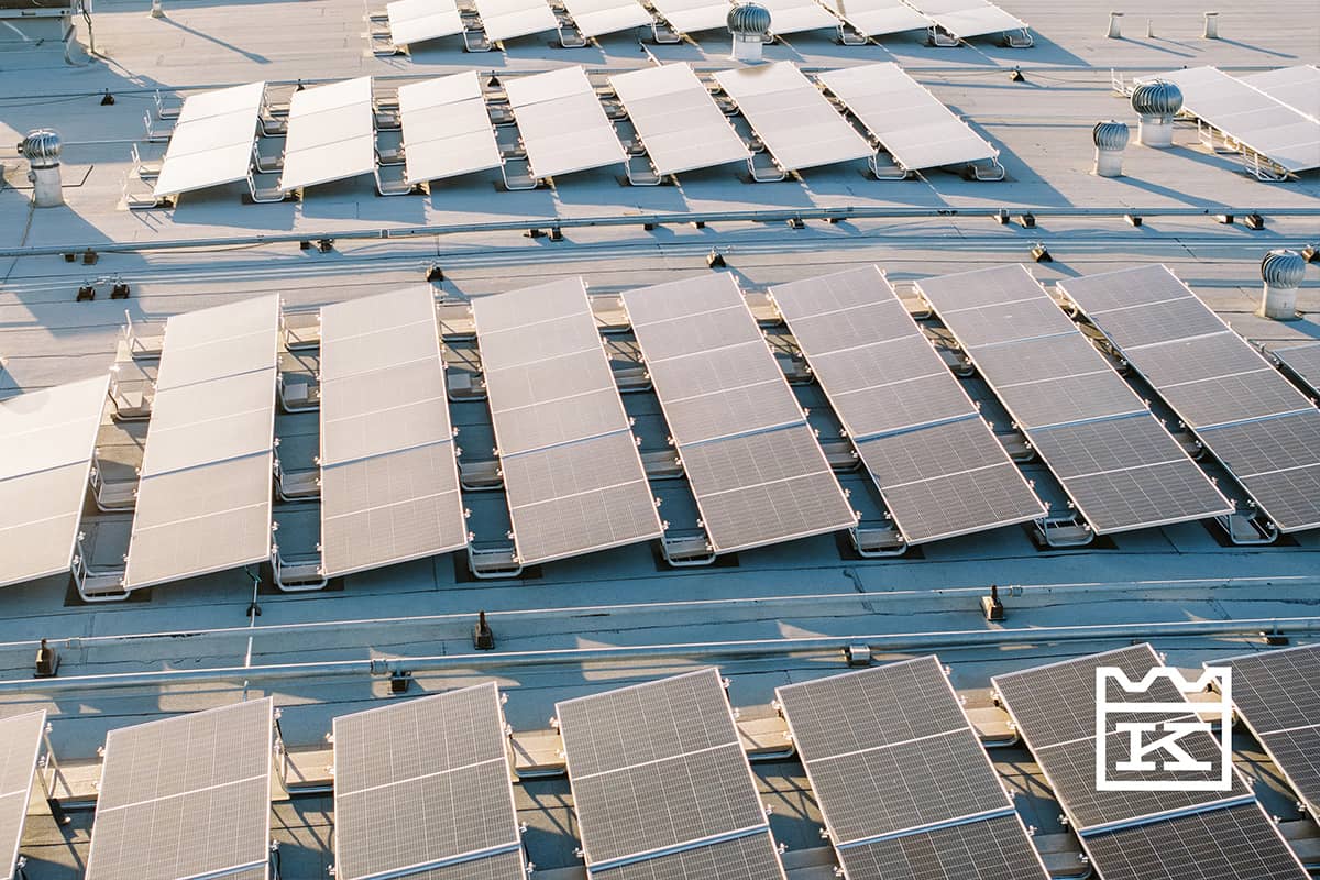 ballasted King Energy solar panels on flat roof